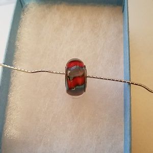 Chamilia Glass Bead Red Grey